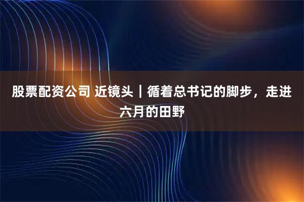 股票配资公司 近镜头｜循着总书记的脚步，走进六月的田野
